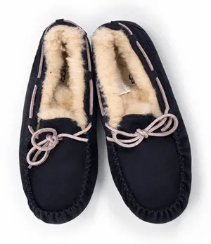 UGG‎ Dakota Navy Blue Suede Wool Lined Moccasin Slippers 5612 Womens 8 thumbnail 1