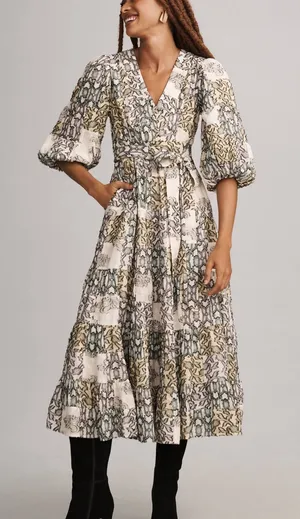 BY ANTHROPOLOGIE Vneck Textured Boho Dress thumbnail 1