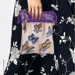 VIVID SUKRITI Purple Traditional Butterfly Pattern Hand‎ Painted Genuine Leather thumbnail 2