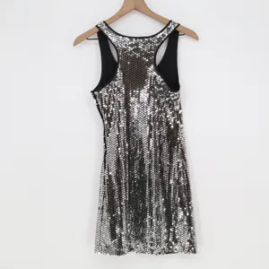 H&M Dress Womens 4 Sequin Racerback Mini Silver Black Shimmer Good thumbnail 9