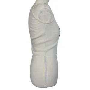Italia Ribbed Crop Tank Top Womens One Size Cream Blue Graphic Made in Italy Y2K thumbnail 7