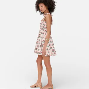 Hill House Ribbon Charlotte Nap Mini Dress in Block Print Poppy thumbnail 4