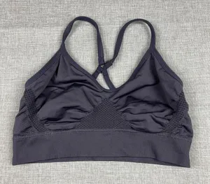 Nike Sports Bra Womens Small Gray Dri-FIT Crossback Mesh Wireless Athletic Top thumbnail 1