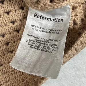 Reformation XS‎ Tan Organic Cotton Open Knit Crochet Midi Skirt Pointelle Camel thumbnail 5