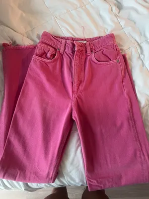 ZARA Pink Jeans Wide-Leg High-Waisted thumbnail 4