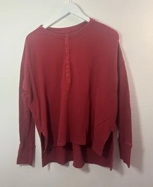 Aerie Offline Waffle Henley Long Sleeve Top Size Medium thumbnail 1