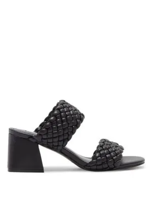 Steve Madden Daphnee Braided Black Block Heel Sandals Size 6 thumbnail 2