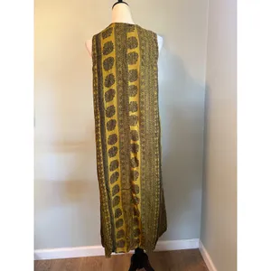 René Derhy patchwork Maxi Dress Mustard Leopard Flora vintage boho whimsigoth L thumbnail 5