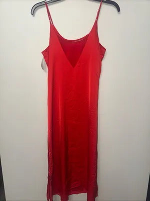 Auden Women’s Red Satin Pajama Chemise Size S thumbnail 4