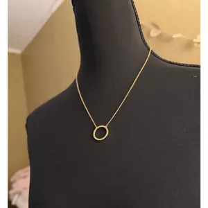 Adornia Swarovski Crystal Circle Pendant Necklace 14K Gold Plate thumbnail 4
