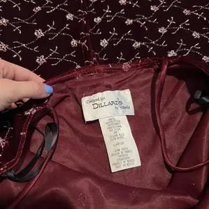 90s vintage square neck burgundy and silver glitter floral maxi velvet dress thumbnail 6