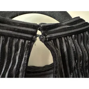 Lulus Black Cat Woman Cutout Padded Velour Striped Going Out Bodysuit Women's Sz thumbnail 10