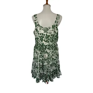 Kori Dress Large‎ Green White Sleeveless Summer Sundress Boho Festival Vacay thumbnail 5