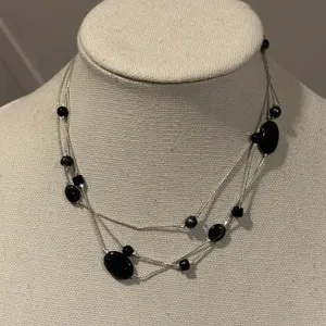 White House Black Market 18" Multi-Strand Black Bead Necklace thumbnail 1