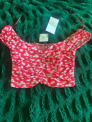 Pink Floral Crop Top thumbnail 1