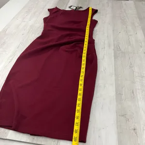 Miusol Burgundy Ruched Zip Back Sleeveless Midi Fitted Dress Small thumbnail 10