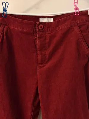By Anthropologie Low-Rise Flare Corduroy Pants burgundy size 4 bohemian fall thumbnail 5