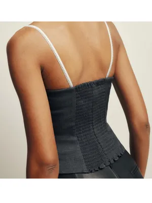 Reformation Melanie top in dark gray thumbnail 2