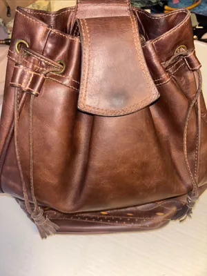 CARTUJANO de ESPANA VINTAGE DARK BROWN LEATHER DRAWSTRING BUCKET BAG thumbnail 11