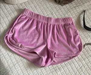Juicy Couture Y2k velour pull on logo retro booty shorts light purple small thumbnail 1