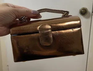 Vintage La Regale Copper Gold metallic evening clutch rectangle crossbody thumbnail 1