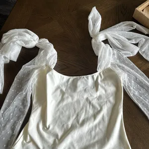 Free People Tongue Tied Mesh Sleeve Tie Shoulder Bodysuit, Ivory, Medium, $68 thumbnail 6