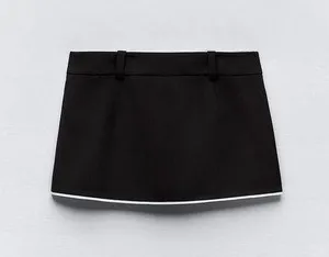 ZARA NWT  Black COMBINATION WRAP FRONT SKORT. Size Medium thumbnail 1