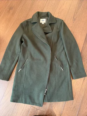 Old Navy Green Soft Brushed Long Moto Asymmetrical Zip Jacket Coat XS - C54-171 thumbnail 1
