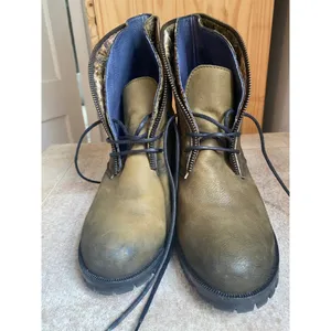 Unity in Diversity Leather Boots Block Heel Lace-Up Olive Green Fairy Renaissanc thumbnail 4