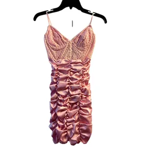 For Love and Lemons Pink Mini Dress Size XS lace satin thumbnail 2