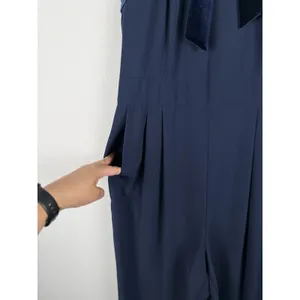 1901 Women's Velvet Trim Halter Jumpsuit with Bow Dark Blue‎ Size 8 Ultrachic thumbnail 8