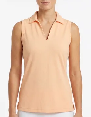 Walter Hagen Clubhouse Scallop Sleeveless Golf Polo Peach Fuzz Womens XS thumbnail 1