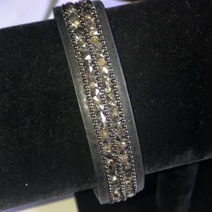 Elegant Black and Silver Tone Rhinestone Bracelet thumbnail 2