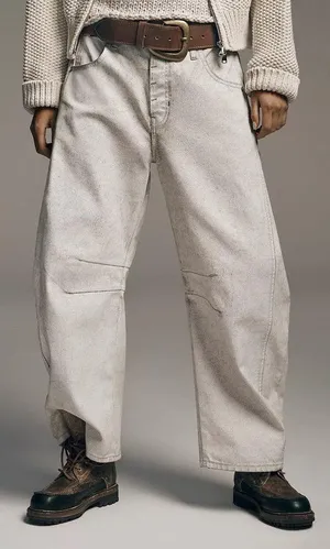 NWT Free People We The Free Good Luck Coated Barrel Jeans - white lightning - 28 thumbnail 1