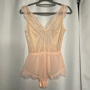 Auden Striped Chiffon Bodysuit Honeysuckle Peach XS thumbnail 4