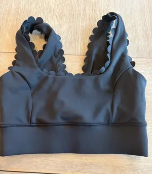 Scalloped Edge Black Sports Bra - Women thumbnail 1