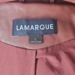 Lamarque Women's Mahogany Brown Dani Moto Jacket Large Cropped Belted Fall thumbnail 6