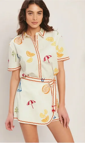 Emily Skort Set Top and Skort Citrus Fruit Beach Umbrella Print size Small NWT thumbnail 1