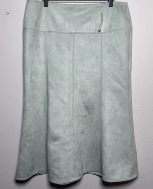 NEW Ann Taylor Women Skirt 14 Green Faux Suede A-Line‎ Midi Western Boho Office thumbnail 1