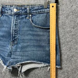Free Assembly Denim Jean Shorts Raw Hem Blue Wash Womens Size 12 Cutoff‎ Frayed thumbnail 5