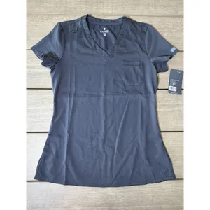 Med Couture Touch Pewter Gray‎ XS Women’s Scrub Top MC7448 V-Neck 1 Pocket thumbnail 6