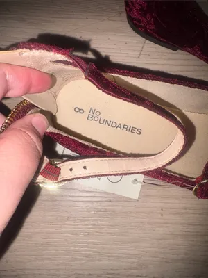 No Boundaries Burgundy Velvet Mary Jane Flats size 8 new thumbnail 7