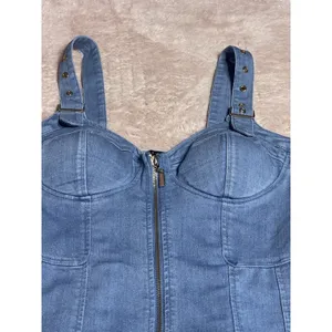Haute Monde Women Sz‎ M Sleeveless Sweetheart Bust Denim Dress Blue NWOT Bin12 thumbnail 3