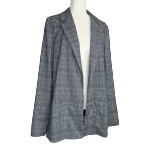 Hollister XL Navy Houndstooth‎ Plaid Open Front Sweater Blazer Jacket Academia thumbnail 2