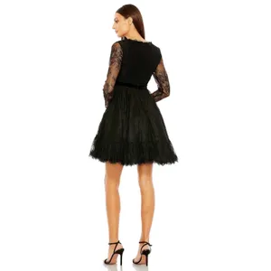 Mac Duggal 49794‎ Black Lace Long Sleeve Mini Dress NWT Size 10 thumbnail 2
