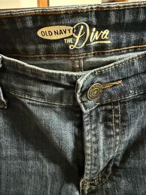 Women old navy the diva blue denim jeans with frayed hem #denim #lowrise thumbnail 4