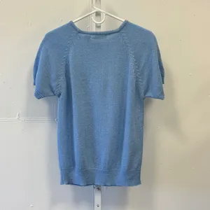 Vintage Emily Rose Light Blue Short Sleeve Knit‎ Sweater Crew Neck Raglan Medium thumbnail 2