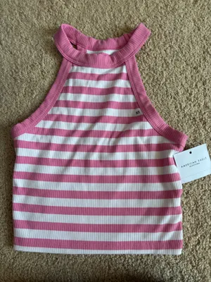 Pink and white stripped tank top Size XS thumbnail 1