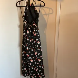 ILGWU Vintage Black Pink Halter Backless Party Dress Flowy Cocktail Size 4 thumbnail 6