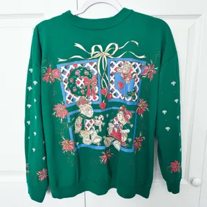 Vintage 90’s Christmas Teddy Bears Green Holiday Sweater w/ Glitter MD - AS IS thumbnail 1